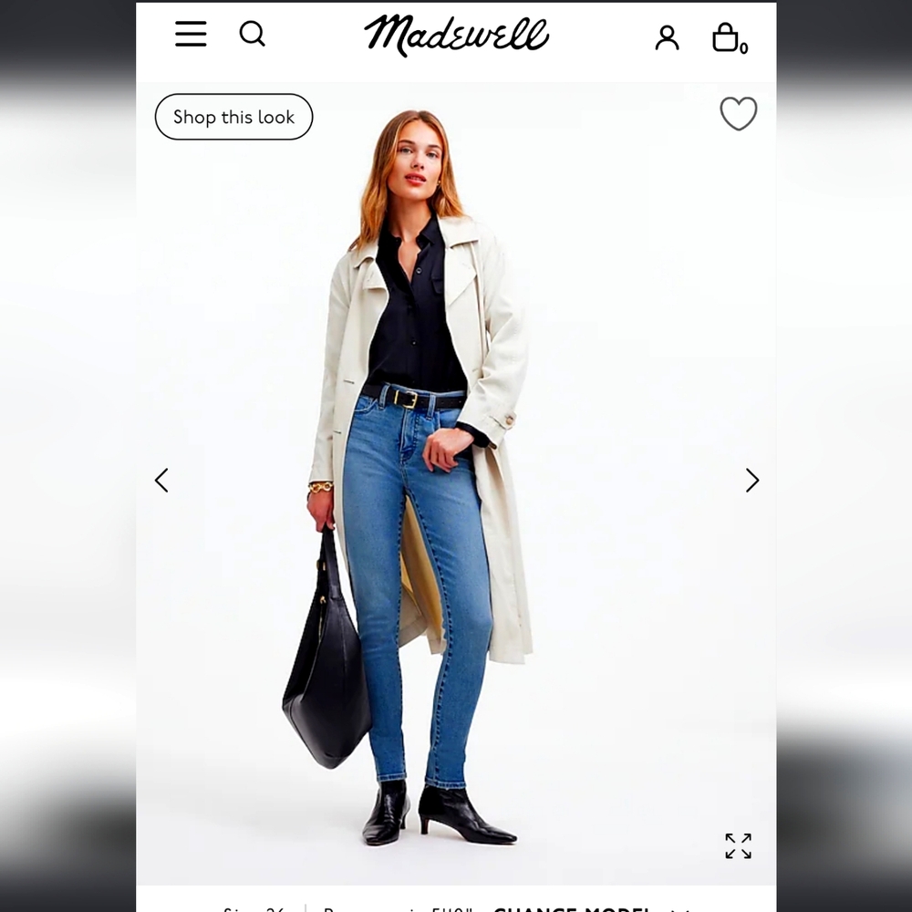 MADEWELL Roadtripper skinny blue jeans size 26
